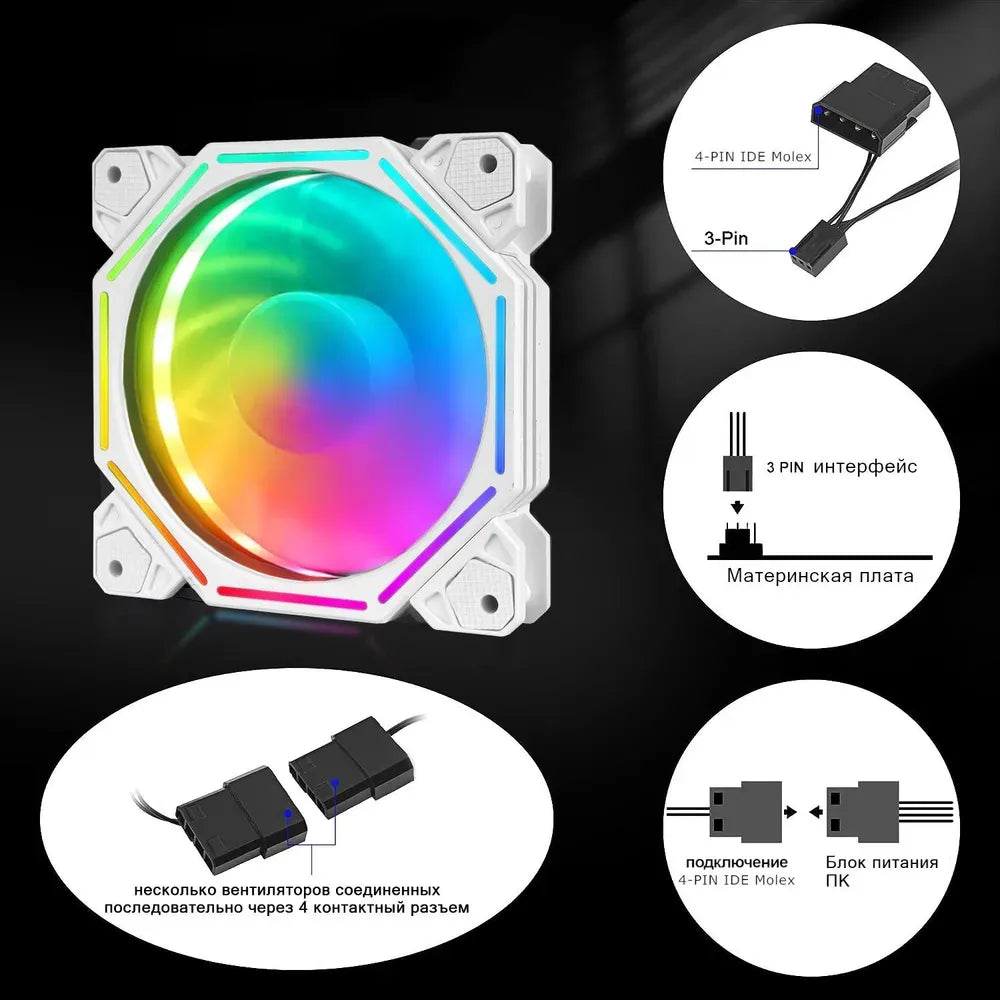TrueNort Pc Case Fan 120mm RGB 6Pin 12V 3W White, Single Fan | BJ-120-01 TrueNort Pc Case Fan 120mm RGB 6Pin 12V 3W White, Single Fan | BJ-120-01